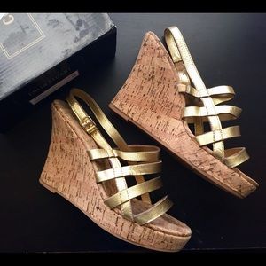 Gold Leather Colin Stuart Wedges
